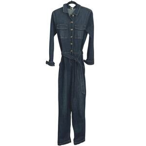 Gianni Bini Denim Jumpsuit Long Belted Womens size medium $139